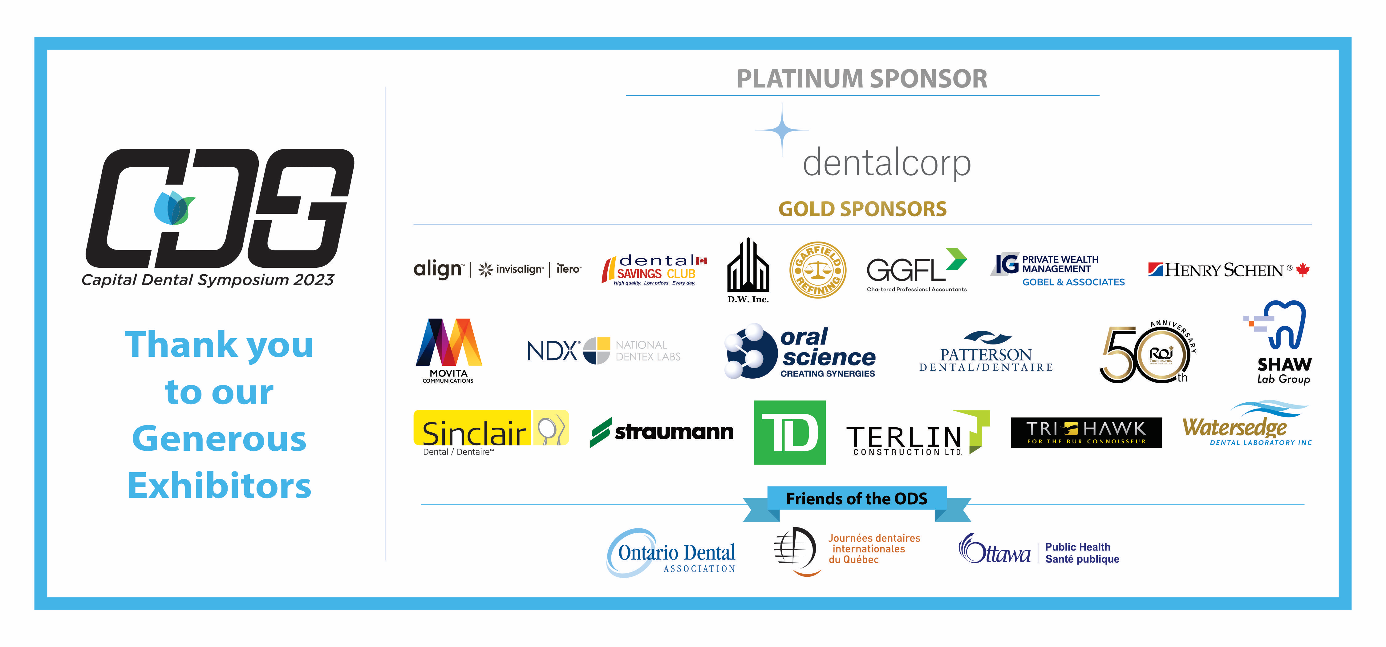 Thank you ODS Sponsors Slide | Ottawa Dental Society